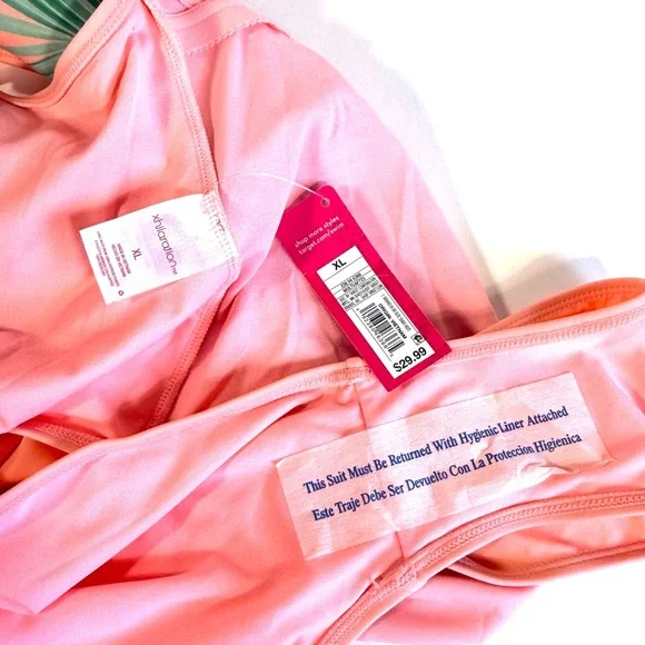 Xhilaration Tropical Palm Print Scoop Back One Piece Swimsuit - Picture 7 of 12